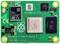 Raspberry Pi Compute Module 4 op een groene printplaat met hoofdprocessor en geheugenchips, logo en aanduiding bovenaan zichtbaar.