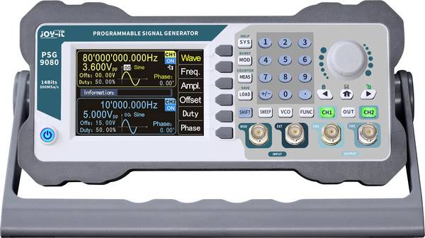 Joy-it JT-PSG9080 Signaalgenerator  1 nHz - 80 MHz 2-kanaals Driehoek, Lorentz-verdeling, Puls, Zaagtand, Ruis, Blok, Signaal, Sinus, TT