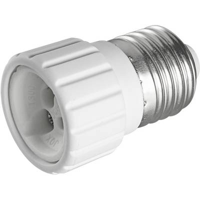 'Adapter van E27 naar E14-fitting, metallic en wit, maakt het gebruik van kleinere gloeilampen in grotere lampfittingen mogelijk.'