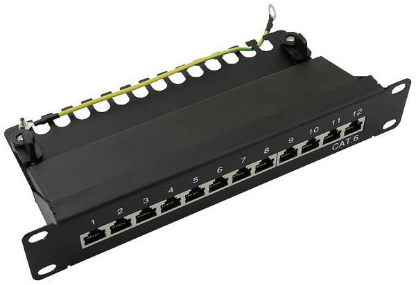 LogiLink NP0046 12 poorten Patchpaneel 254 mm (10") CAT 6 1 HE Meerdere kleuren Ingericht