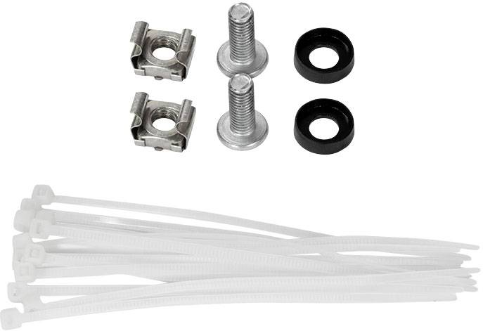Schroeven- en moererset met kabelbinders. Geschikt voor het bevestigen en bundelen van kabels in technische of ambachtelijke toepassingen.