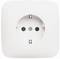 Witte inbouw wandcontactdoos met twee ronde aansluitpunten.