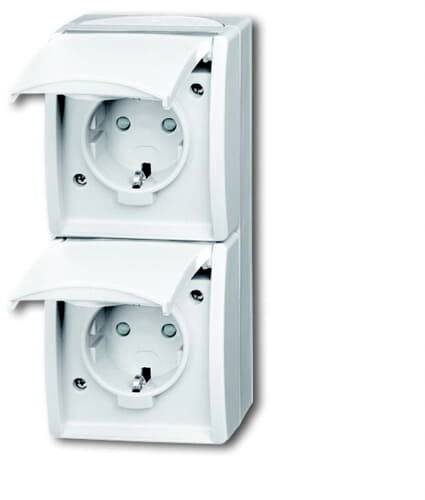 ABB 2CKA002084A0722 Geaard stopcontact Met deksel IP44 Zuiver wit (RAL 9010), Wit