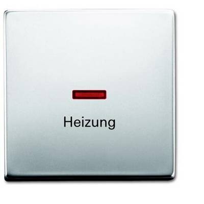 Een vierkante lichtschakelaar met een rode streep en het woord 'Verwarming' eronder. Indicator voor verwarmingsregeling.