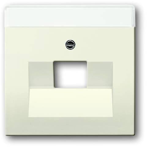 Een grijze vierkante wandlamp met een rechthoekige uitsparing en een klein rond logo erboven.