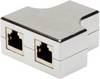 Digitus RJ45 Netwerk Adapter CAT 5, CAT 5e [2x RJ45-stekker - 1x RJ45-stekker] Grijs