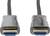 Twee HDMI-kabels met zwarte mantels en blauwe connectoren. Op de kabels zijn de opschriften 'Display' en 'Source' zichtbaar.