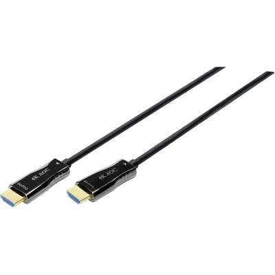 Twee zwarte HDMI-kabels met "4K AOC"-aanduiding op de aansluitingen, geschikt voor hogesnelheidsgegevensoverdracht bij 4K-resolutie.