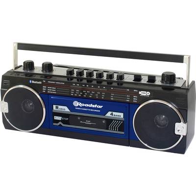 Roadstar RCR-3025EBT/BL Draagbare cassettespeler  Voelbare toetsen, Opnamefunctie, Incl. microfoon Blauw, Zwart