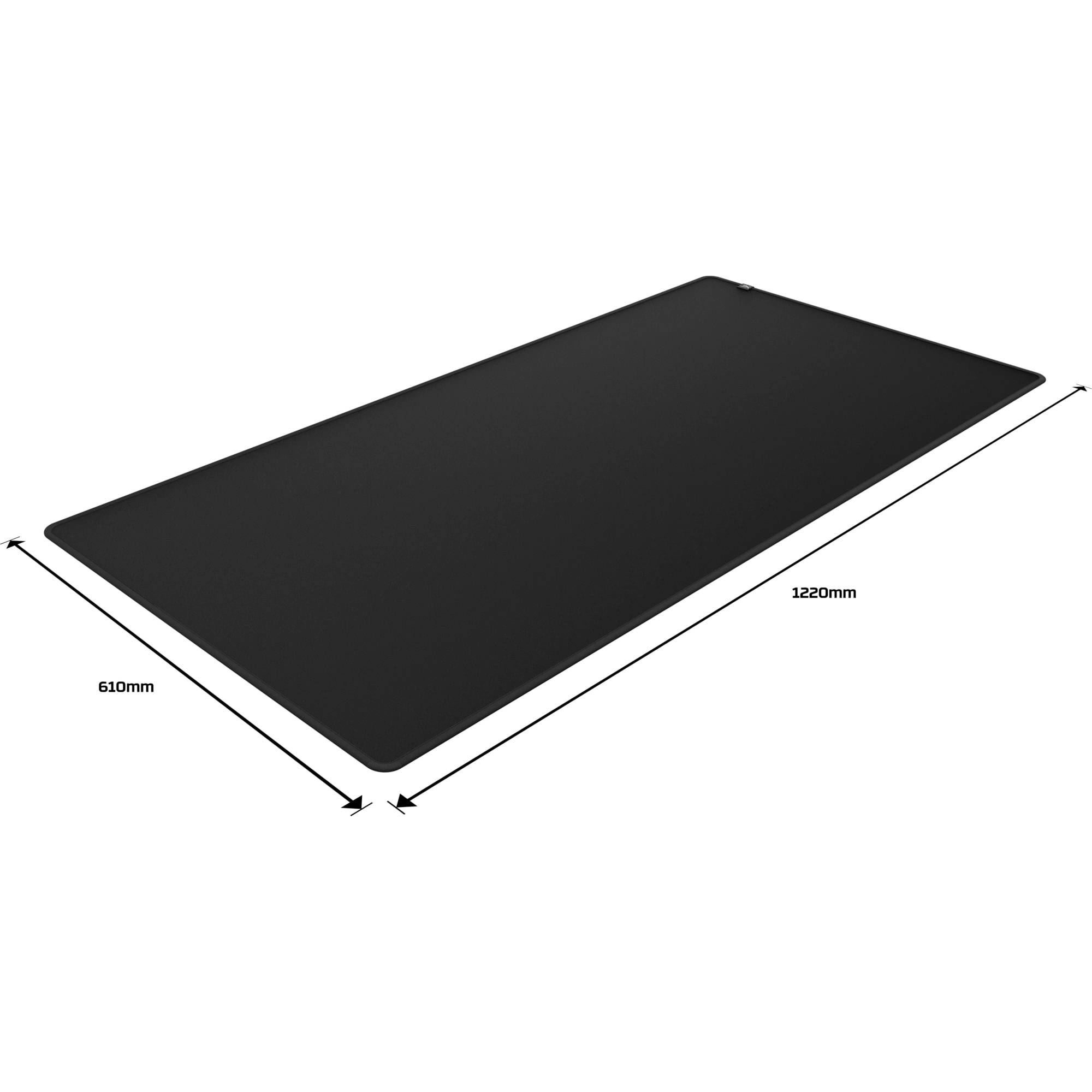 Rechthoekig zwart pad, 1220 mm lang en 610 mm breed, op witte achtergrond.