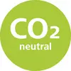 'CO2-neutraal' in een groene cirkel, symboliseert milieuvriendelijke praktijken of producten die geen CO2-voetafdruk achterlaten.