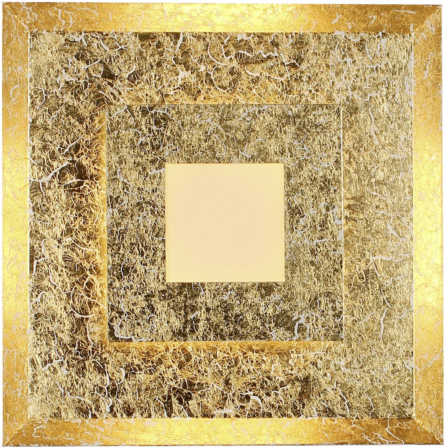 Rechthoekig beeld met verschillende gouden en bronzen tinten in een abstract, gestructureerd patroon.