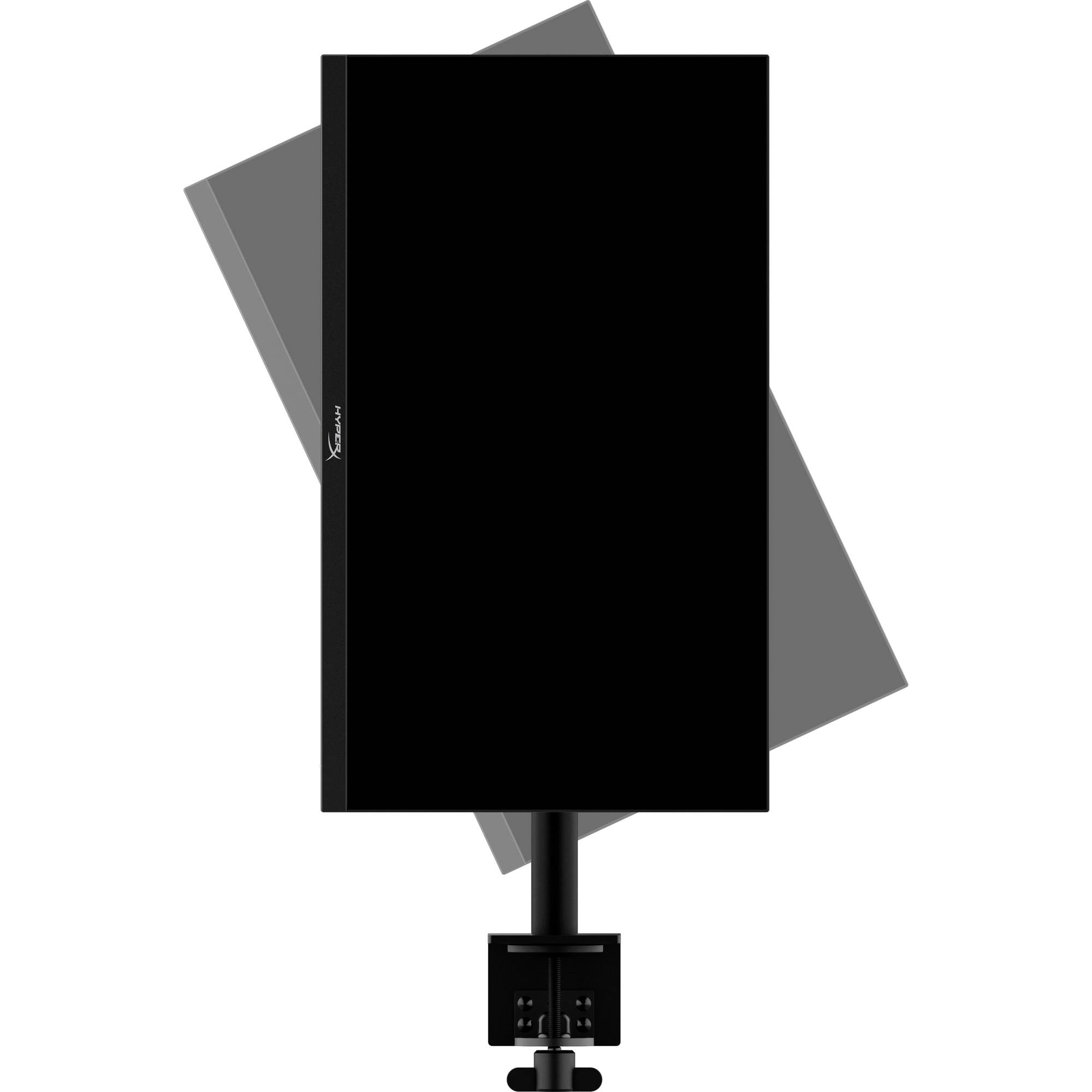 Zwarte luidspreker op standaard; rechthoekige vorm; eenvoudig, modern design; gericht op geluidsweergave in binnenruimtes.