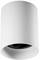 Witte cilindrische plafondlamp met een eenvoudige vorm en zwarte binnenkant, geschikt voor moderne ruimteverlichting.