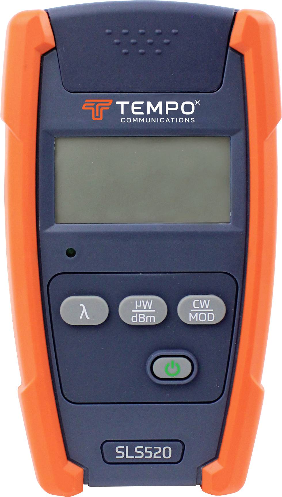 Handapparaat voor optische vermogensmeting met display en bedieningsknoppen, geschikt voor telecommunicatietoepassingen.