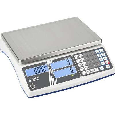 Digitale tafelweegschaal met toetsenbord, twee digitale displays voor gewicht en aantal stuks.