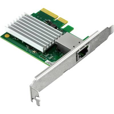 Netwerkaansluiting met PCIe-interface en koellichaam, gebruikt voor het verbinden van computers met netwerken.