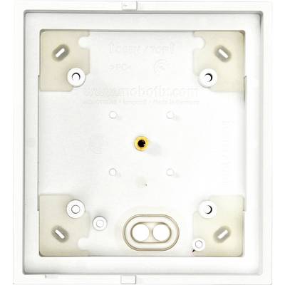 Lege witte camera- of sensorhouder met duidelijke bevestigingspunten. Boven en onder zijn gemarkeerd met 'Top' en 'Open'.