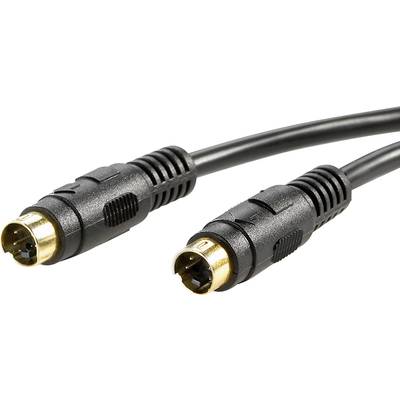 'Zwart S-Video-kabel met twee aansluitingen, close-up. Geschikt voor video-overdrachten tussen apparaten.'