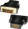 Een DVI-naar-HDMI-adapter met een zwarte kunststof behuizing en vergulde aansluitingen. Geschikt voor het aansluiten van een DVI-apparaat op een HDMI-kabel.