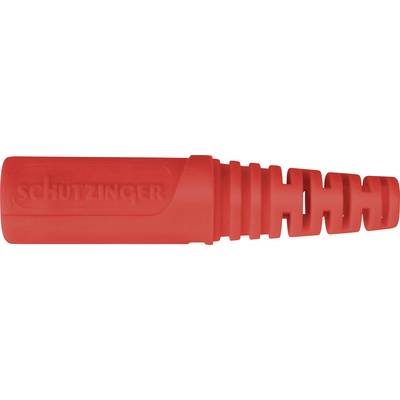 Rode beschermhuls met geribde structuur, die dienst doet als veiligheidstoebehoort voor elektrische verbindingen.