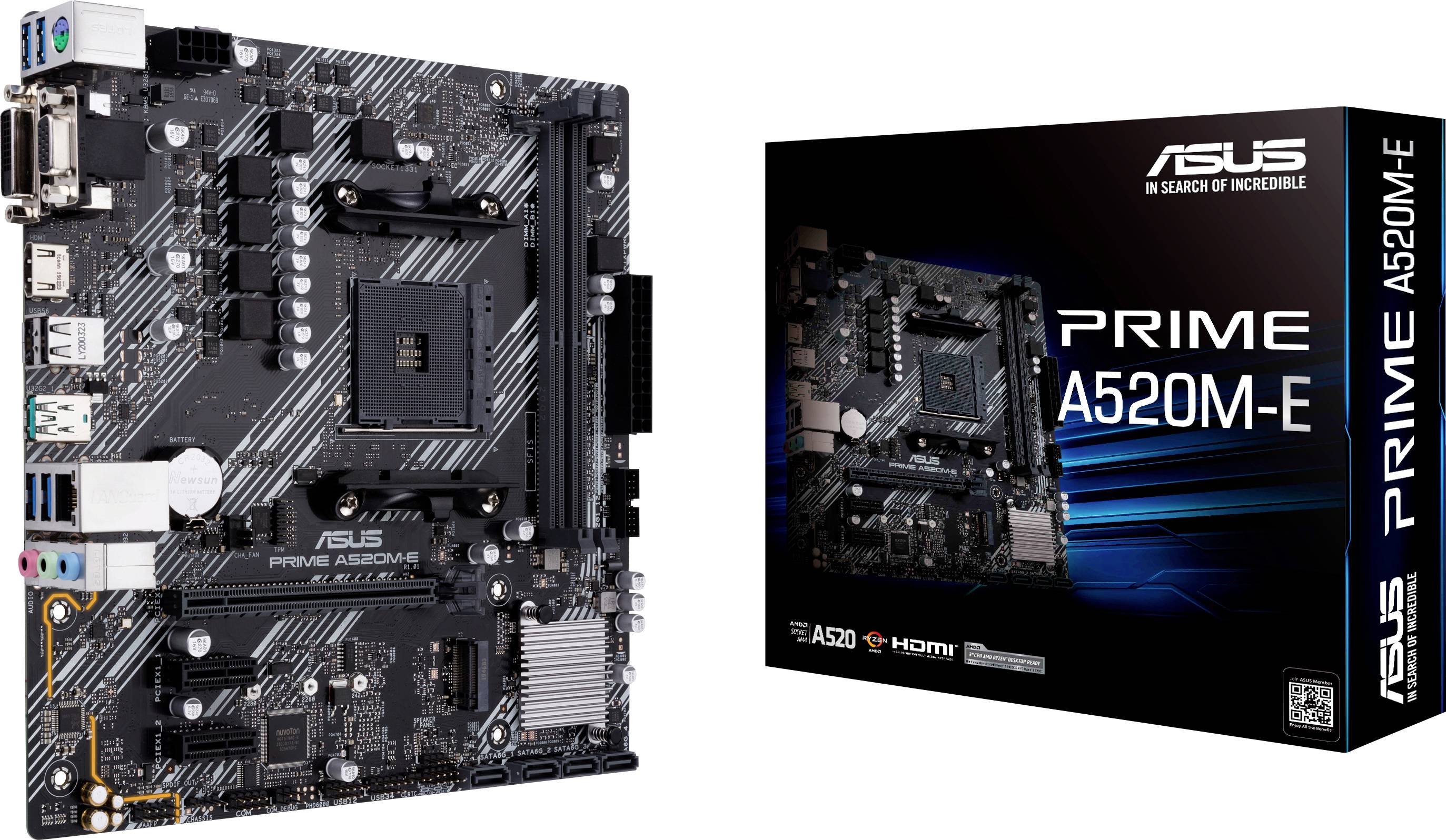 Asus PRIME A520M-E Moederbord Socket AMD AM4 Vormfactor Micro-ATX