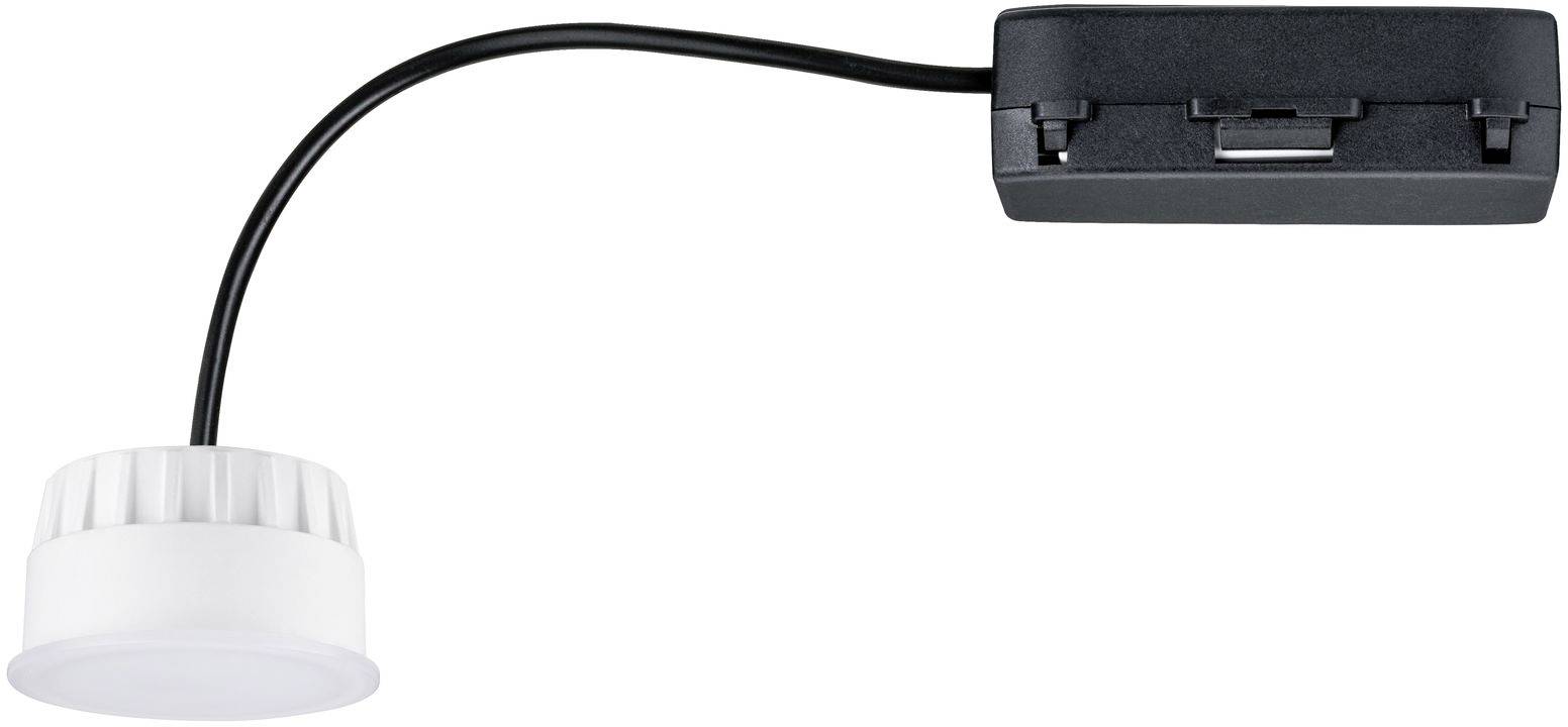 Compacte LED-lamp met flexibele arm en zwart snoer, geschikt voor bevestiging aan meubilair voor gerichte verlichting van oppervlakken.