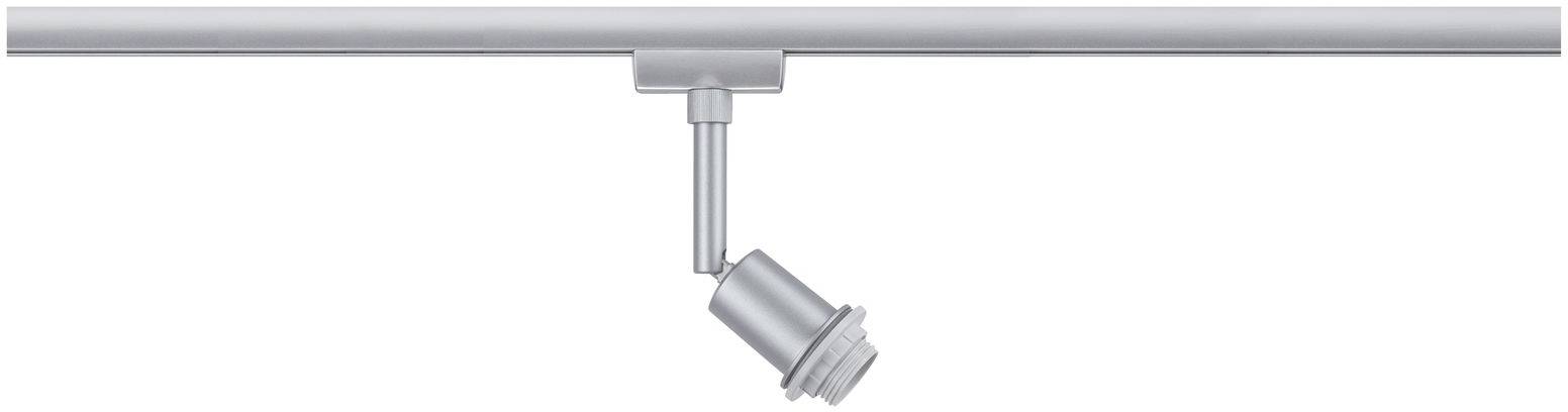 Plafondspot op een rail, van aluminium, kantelbaar. Ideaal voor gerichte verlichting in moderne woonruimtes.