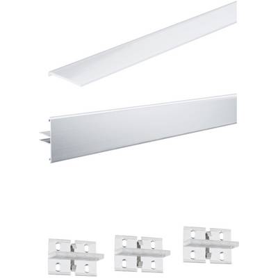 Twee aluminiumprofiele en drie verbindingselementen die kunnen worden gebruikt voor montage of bevestiging.