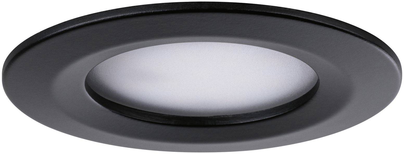 Ronde zwarte plafondlamp met centraal wit verlichtingselement, geschikt voor gelijkmatige ruimteverlichting.