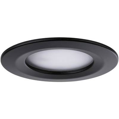 Ronde zwarte plafondlamp met centraal wit verlichtingselement, geschikt voor gelijkmatige ruimteverlichting.