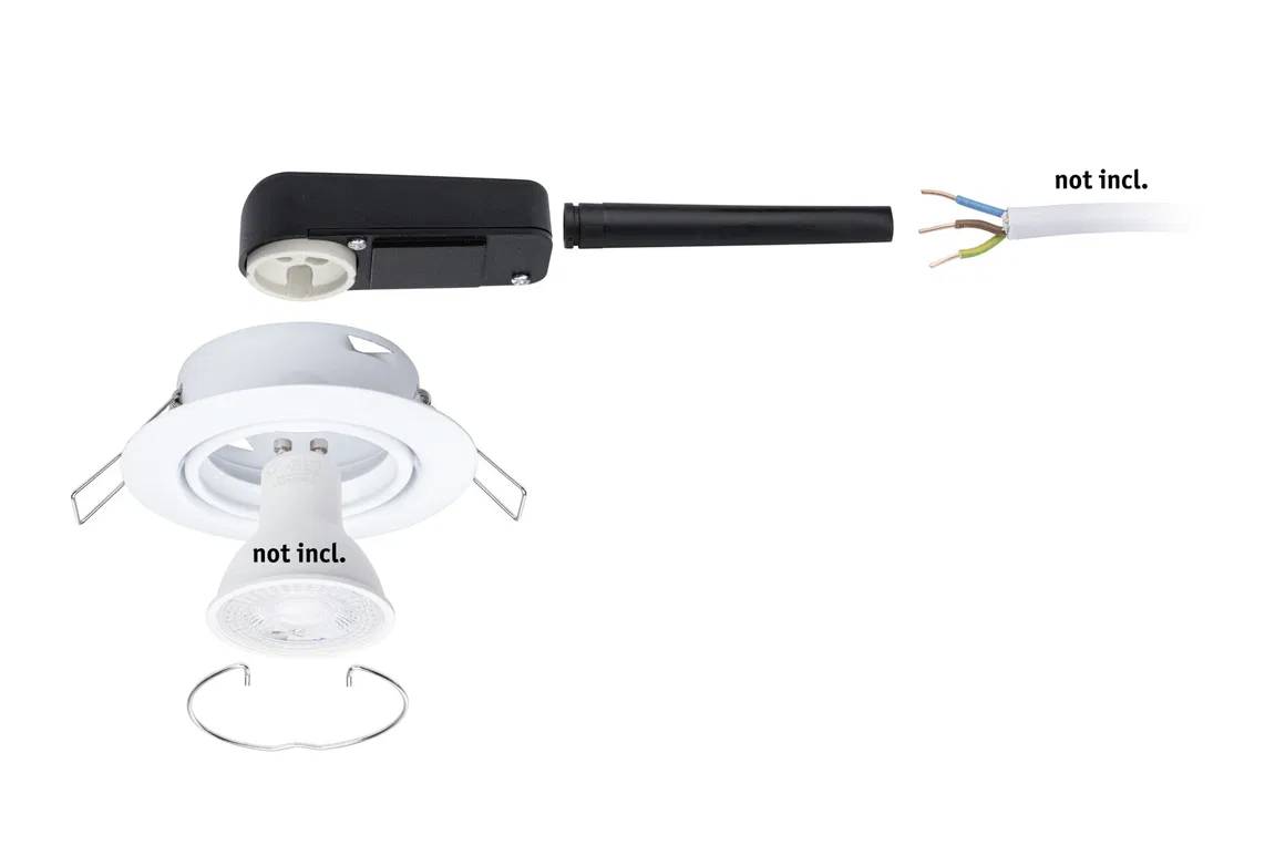Inbouwspot verlichtingsset met kabelverbinding en bevestiging. Kabel niet inbegrepen.