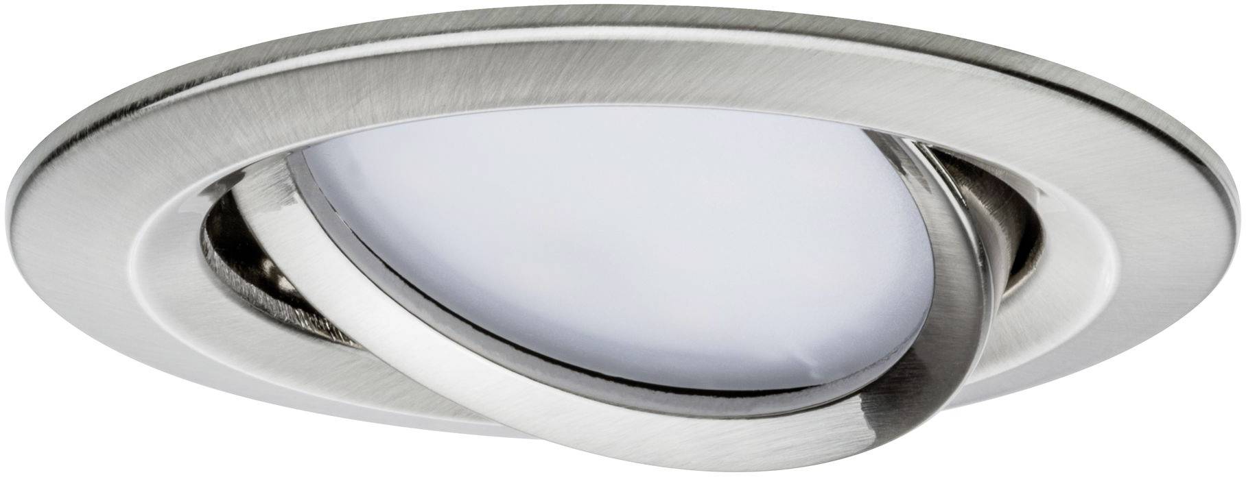 Een zilveren LED-plafondspotlight met rond design, draai- en kantelbaar, geschikt voor moderne interieurs.