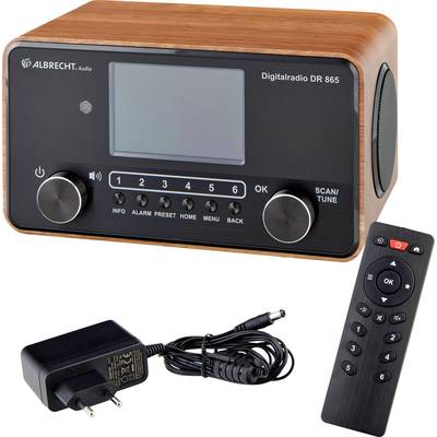 Albrecht DR 865 Radio DAB+, VHF (FM) AUX Barrièrevrij, Incl. afstandsbediening, Toetsvergrendeling, Wekfunctie Hout (don-5