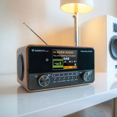 Albrecht DR 865 Radio DAB+, VHF (FM) AUX Barrièrevrij, Incl. afstandsbediening, Toetsvergrendeling, Wekfunctie Hout (don-6