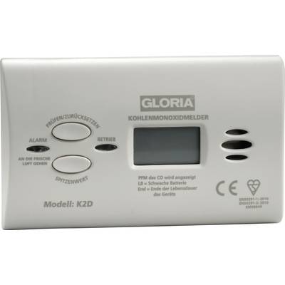 Gloria K2D Koolmonoxidemelder   werkt op batterijen Detectie van Koolmonoxide
