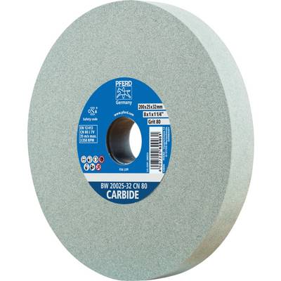 Slijpschijf van carbide met blauwe middensectie, opschrift 'CARBIDE BW 20025-32 CN 80 Korrel 80', merklogo bovenaan.