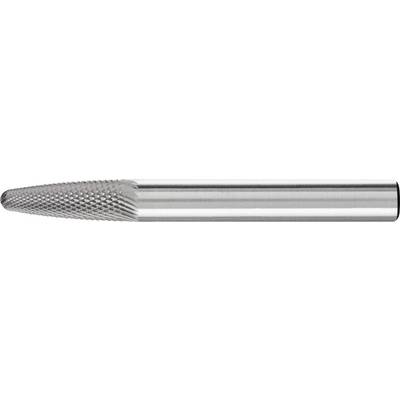 Metalen, cilindrische tool met gegroefde punt. Gebruikt in bewerkingsprocessen voor nauwkeurig frezen of graveren.