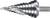 Trapsgewijze boor van staal, cilindrisch van vorm, met spiraalvormige snijkanten. Voornamelijk gebruikt voor precies boren in metaal.