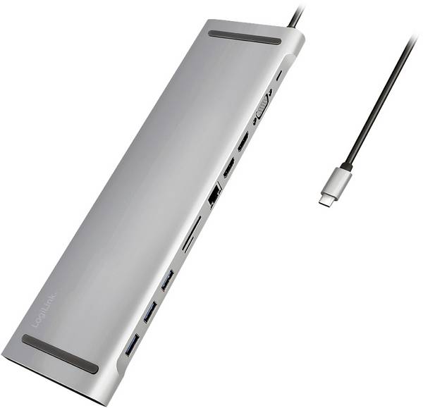 LogiLink UA0373 USB-C dockingstation  Geschikt voor merk (dockingstation): Universeel  USB-C Power Delivery, Geïntegreerde kaartlezer