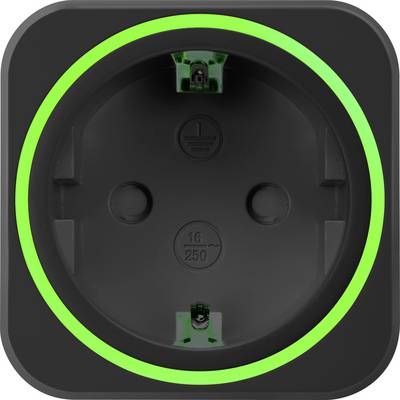 Een stopcontact met een groene LED-ring die aangeeft dat het is ingeschakeld of gereed is.