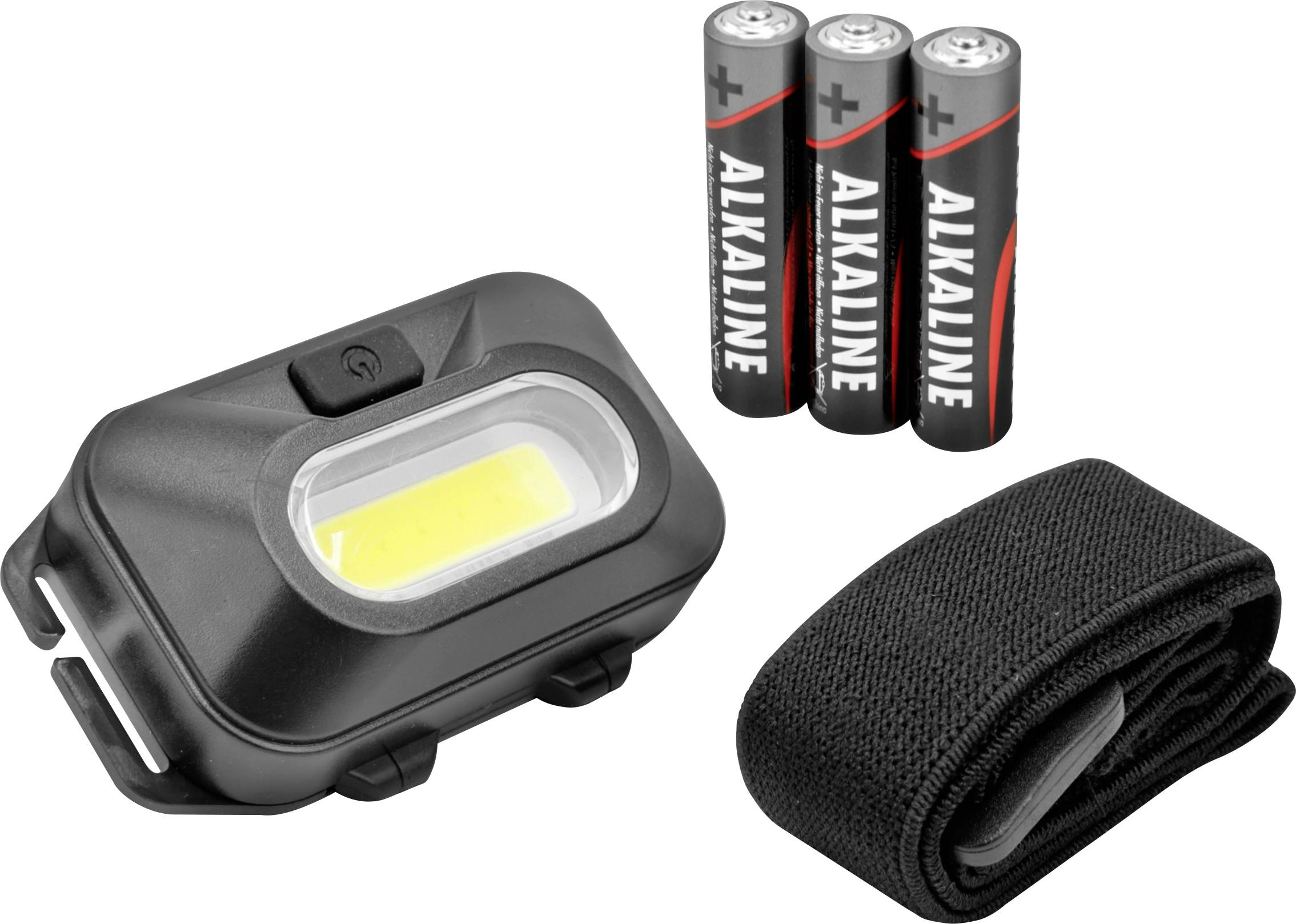 Batterijgevoede LED-verlichting met elastische band, geleverd met drie alkalibatterijen. Ideaal voor mobiliteitstoepassingen.