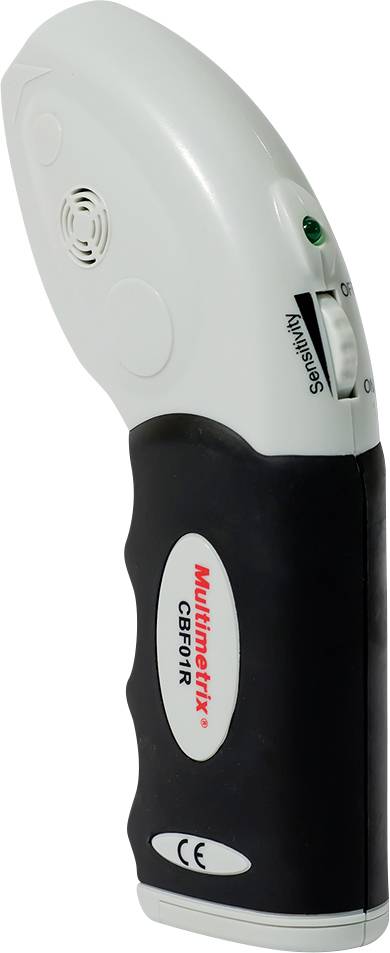 Handapparaat voor snelle lokalisatie van elektrosmog-bronnen, compact en licht. Voorzien van markering 'Multimetrix GBF01R', met bedieningselementen.