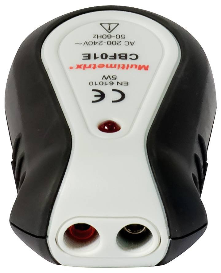 'Multimeter C-Brother, Model 67010, AC 200-240V, 50-60Hz. Zwart behuizing met rode en witte aansluiting.'