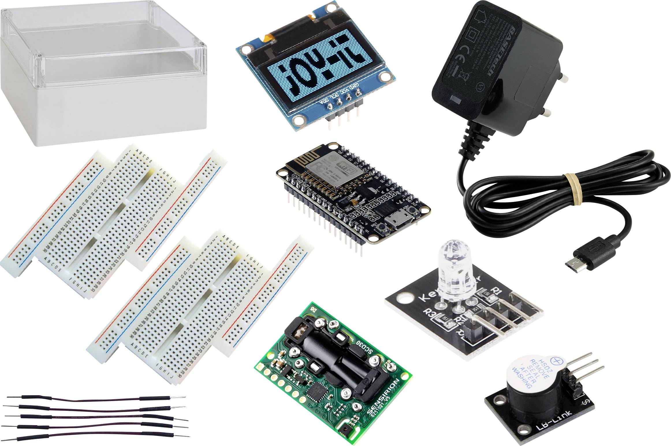 TRU COMPONENTS CO2 Indicator (LED, Display, Alarm) Luchtkwaliteit Bouwpakket 5 V/DC -40 - 80 °C-0