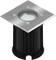 Grondspot van roestvrij staal met vierkante afdekking, tien LED-lampen aan de binnenkant. Geschikt voor buitenverlichting.