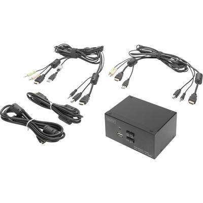 Een set bestaande uit meerdere kabels en een zwarte adapterbox met verschillende aansluitingen. Geschikt voor audiovisuele verbindingen.