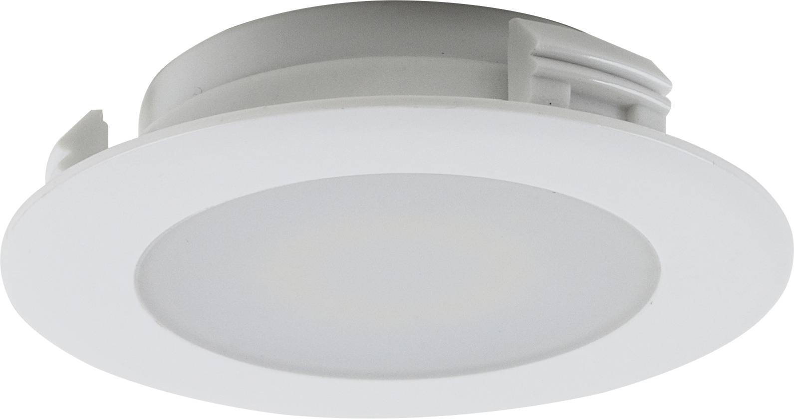 Ronde, witte inbouwspot met een plat design. Hij is geschikt voor plafondmontage en biedt een subtiele, moderne verlichtingsoptie.