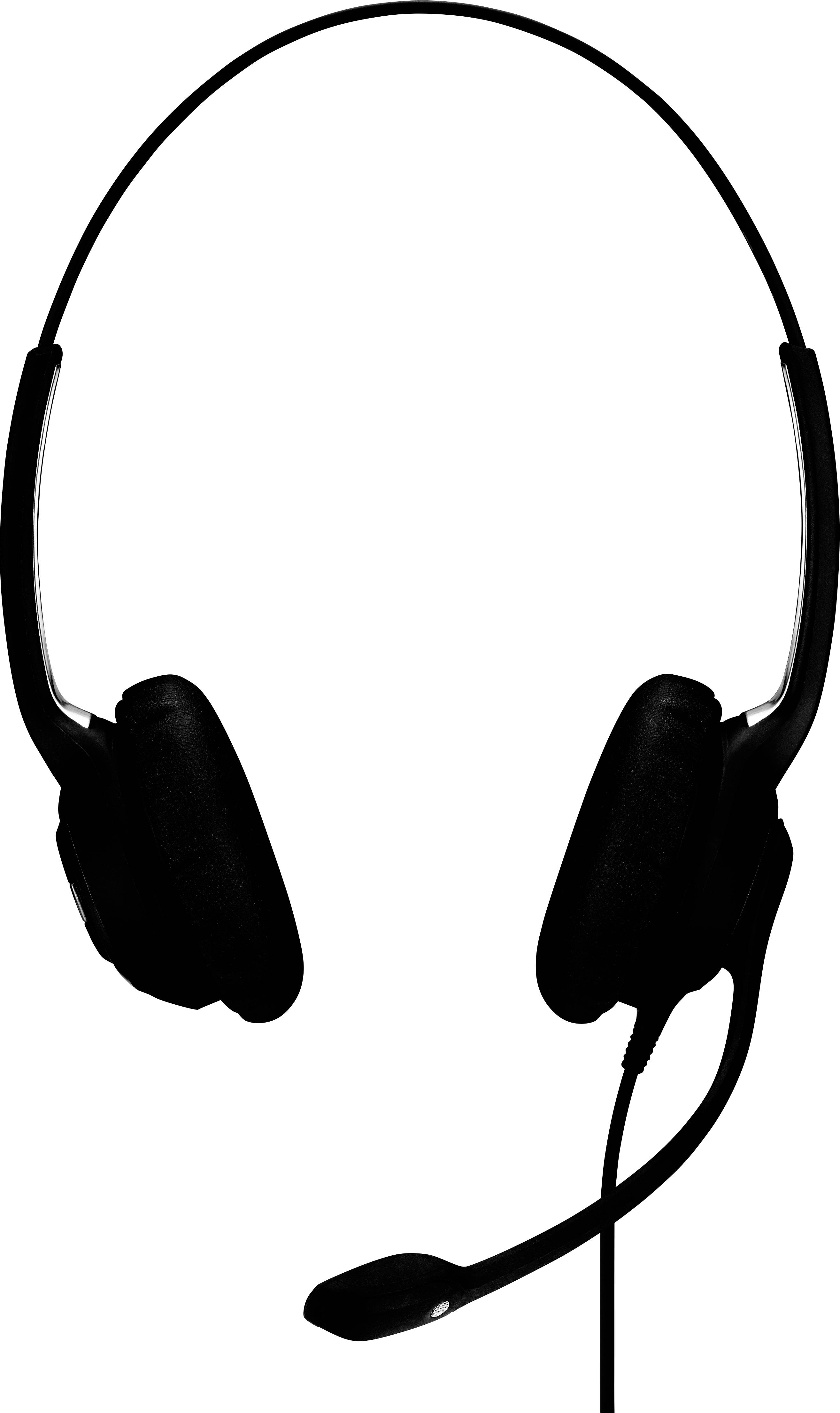 Zwart headset met microfoon, geschikt voor bellen of online communicatie.