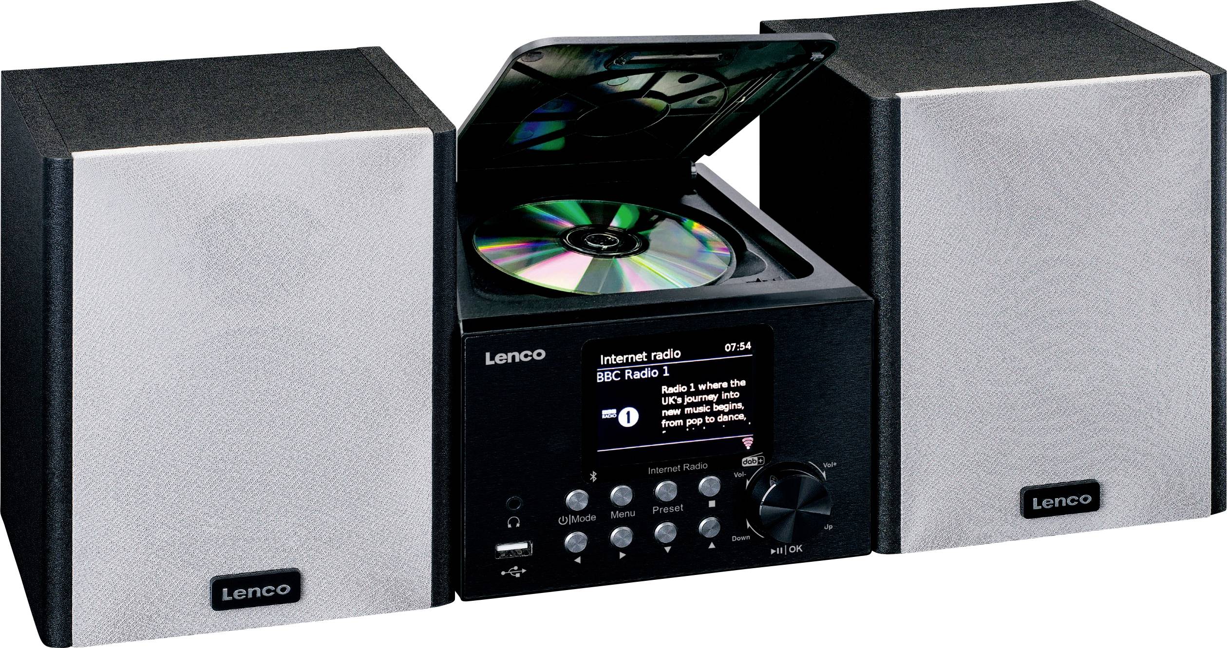 Lenco MC-250BK Stereoset Bluetooth, CD, DAB+, Internetradio, USB, FM 2 x 10 W Zwart-4